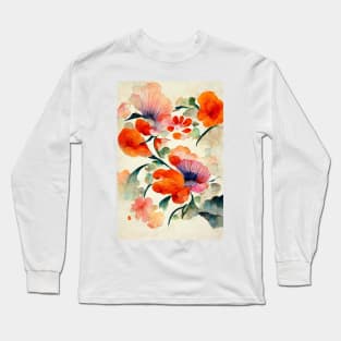 Serenity Watercolor Flowers Long Sleeve T-Shirt